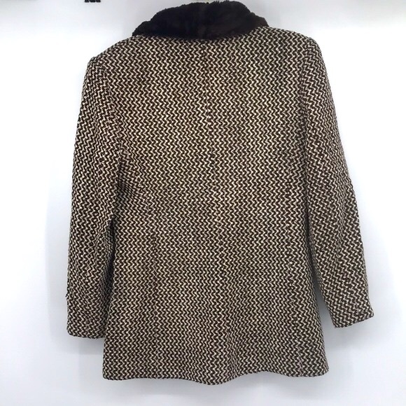 Vintage 90’s Luisa Spagnoli Boucle Knit Faux Fur Structured Blazer Jacket - Picture 8 of 16